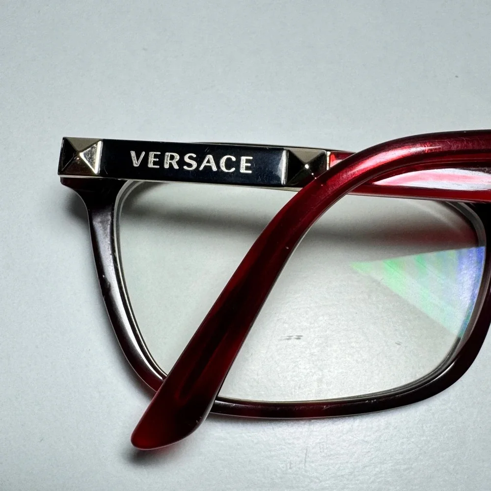 Versace Dark Red Havana Eyeglasses MOD 3186 5184 54-16-140 Rectangle Frames